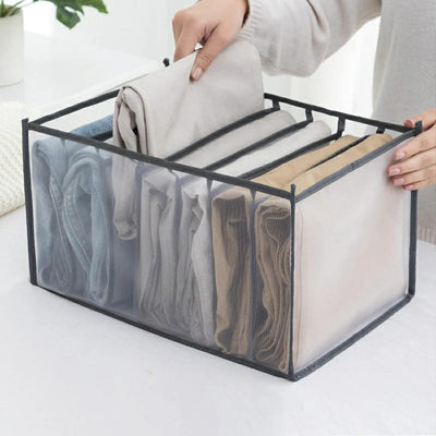 7 Grids Washable Wardrobe Clothes Organizer, Jeans Compartment Storage Box