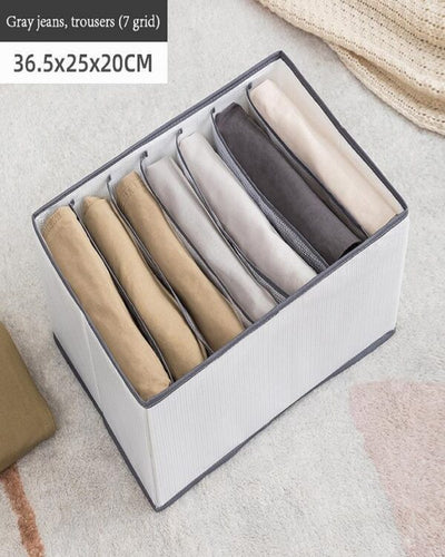 7 Grids Washable Wardrobe Clothes Organizer, Jeans Compartment Storage Box
