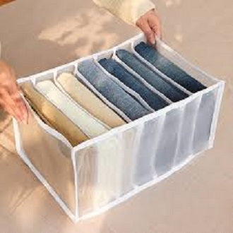 7 Grids Washable Wardrobe Clothes Organizer, Jeans Compartment Storage Box
