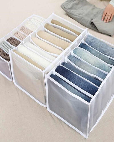 7 Grids Washable Wardrobe Clothes Organizer, Jeans Compartment Storage Box