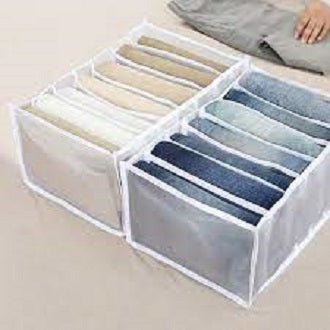 7 Grids Washable Wardrobe Clothes Organizer, Jeans Compartment Storage Box