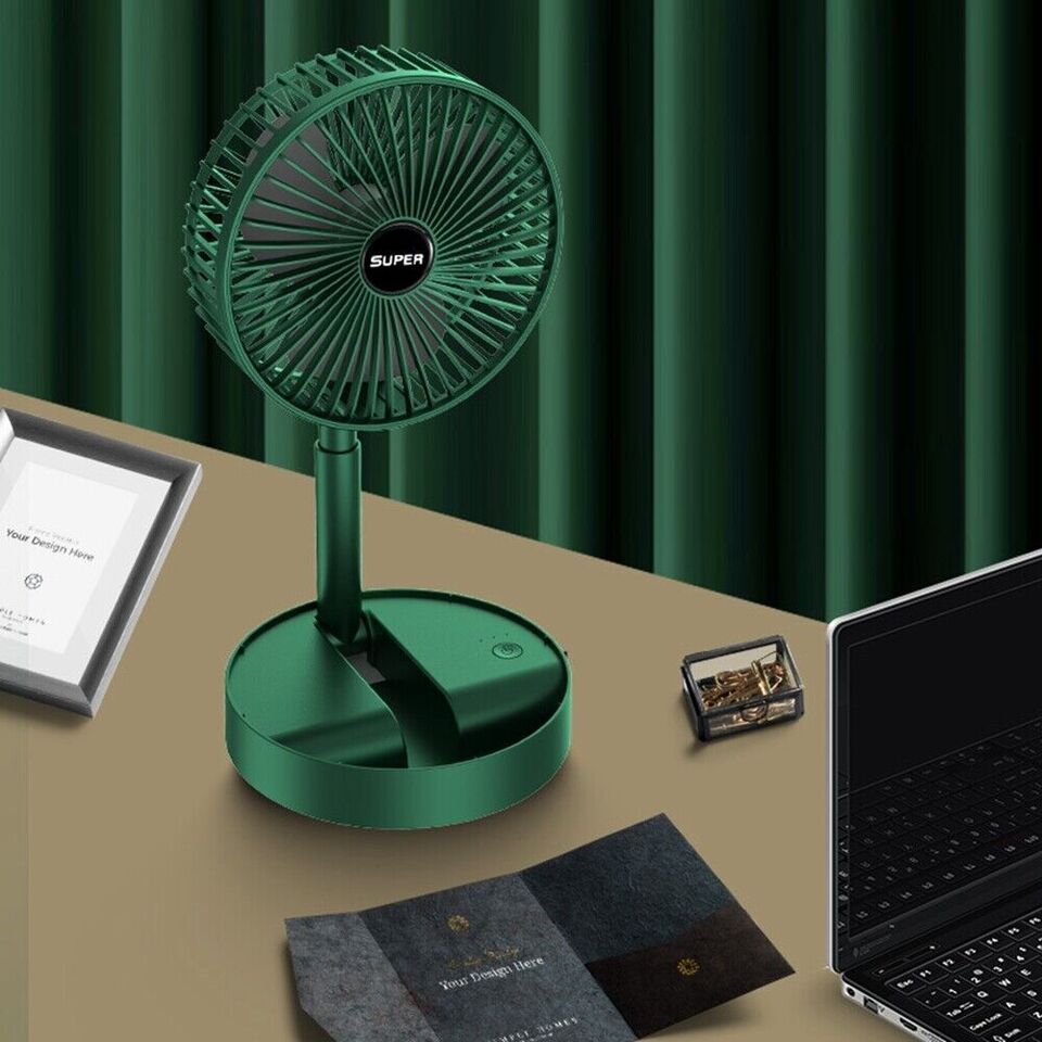 Rechargeable – Portable Telescopic Folding Fan | USB Foldable | Table Desk Fan | Telescopic Design Floor | 3 Speeds Adjustable height Fan (Random color)